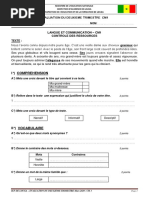 I°) Comprehension: Evaluation Du Deuxieme Trimestre Cm1