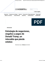 Estrategia de Negaciones, Engaños y Pagos de Donald Trump, Un Intocable Que Pierde Estatus