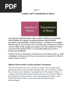 Transfer and Transmission of Shares