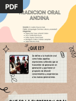 Tradicion Oral Andina: Curso: Antropología (Hombre, Cultura y Sociedad) Integrantes