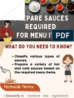 Prepare Sauces Required For Menu Items