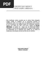 Certificado Medico Jorge Mario Arriaga: IRRITABLE, No Padece de Ningún Tipo de Enfermedad Infecto