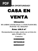 Casa en Venta: ¡Gran Oportunidad!