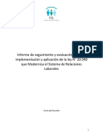 Informe de Seguimiento y Evaluación Sobre La Implementación y Aplicación de La Ley #20.940 Que Moderniza El Sistema de Relaciones Laborales