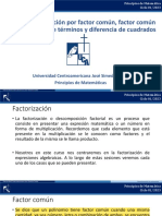 Clase 8: Factorización Por Factor Común, Factor Común Por Agrupación de Términos y Diferencia de Cuadrados