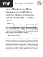 Power System II EE 602 - Unit V