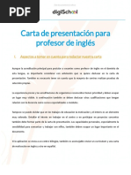 Carta de Presentación para Profesor de Inglés: I. Aspectos A Tomar en Cuenta para Redactar Nuestra Carta