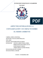 Aspectos Generales de La Contaminación Y Su Impacto Sobre El Medio Ambiente