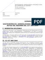 Gastronómicos. Generalidades. Principales Notas Del Régimen Del CCT 389 - 2004