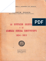 La Diputacion Oriental A La Asamblea General Constituyente 1814-1815 Montevideo 1953