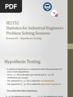 IE2152 Statistics For Industrial Engineers Problem Solving Sessions