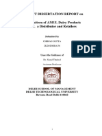 Project Dissertation Report On Sales Pattern of AMUL Dairy Products W.R.T. A Distributor and Retailers