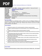 Course Plan-Mechanical Behaviour of Materials