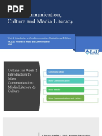 Mass Communication, Culture and Media Literacy