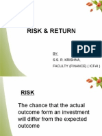 Risk & Return: BY: S.S. R. Krishna, Faculty (Finance) (Icfai)