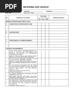 Internal Audit IMS Checklist