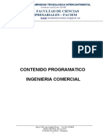 Contenido Programatico Ingenieria Comercial: Facultad de Ciencias Empresariales - Faciem