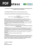 Artigo MANUTENÇÃO CORRETIVA E PREVENTIVA DE - MÁQUINAS - E - EQUIPAMENTOS - DA - CONSTRUÇÃO - CIVIL - DE - ESTRADAS