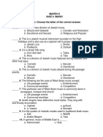 Mapeh 8 Quiz 2-Music MULTIPLE CHOICES: Choose The Letter of The Correct Answer