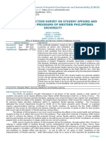 Student Satisfaction Survey On Student Affairs and Services (Sas) Programs of Western Philippines University