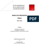 Banco de Preguntas Física: Facultad de Ingeniería en Ciencias de La Computación Y Telecomunciaciones