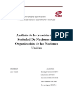 Análisis de La Creación de La Sociedad de Naciones y La Organización de Las Naciones Unidas