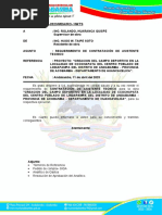 Informe N 013 Requerimiento de Contratación de Asistente Tecnico