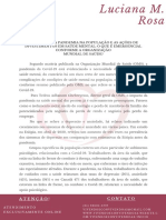 Os Efeitos Da Pandemia Na População e As Ações de Investimentos em Saúde Mental: o Que É Emergencial Conforme A Organização Mundial de Saúde?