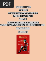 Reporte de Lectura - Las Batallas en El Desierto - Guerrero Morales Luis Ernesto - 6PRAM