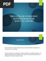 The Fatwa of Companion (Fatwa Sahabah or Qawl Al Sahabi)