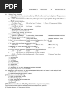 CBSE Class 12 Psychology Worksheet