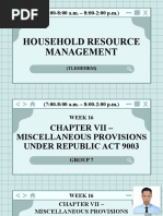 Household Resource Management: (7:00-8:00 A.M. - 8:00-2:00 P.M.)