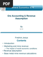 Ore Accounting - Revenue Assumptions MECO 4210 2023