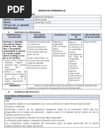 Sesión de Aprendizaje Area Grado Y Sección Fecha Tìtulo de La Sesiòn Profesor (A)