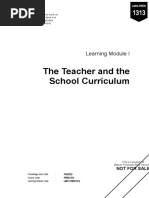 The Teacher and The School Curriculum: Learning Module I