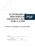 Actividades de Refuerzo de Gramática Básica para La Eso: 2. Sintaxis: El Sintagma y La Oración Simple