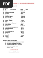 2 Assignment For Midterm - Merchandising Business: (Periodic System)