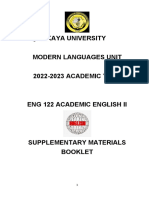 Çankaya University Modern Languages Unit 2022-2023 ACADEMIC YEAR