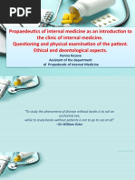 Propaedeutics of intеrnаl medicine as аn introduction to the clinic of internal medicine. Questioning and physical examination of the patient. Еthical and deontological aspects