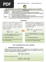 Guia 5 Propiedades de Las Raices Cuadradas