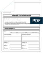 Employee Information Sheet