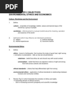 Apes - Chapter 2 Objectives Environmental Ethics and Economics