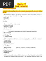 Chapter 10 Stock Valuation Questions