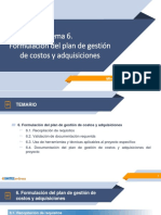 Tema 6. Formulación Del Plan de Gestión de Costos y Adquisiciones