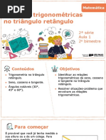 Relações Trigonométricas No Triângulo Retângulo: 2 Série Aula 1 2 Bimestre