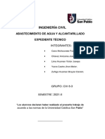 Ingeniería Civil: Abastecimiento de Agua Y Alcantarillado Expediente Técnico