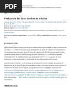 Evaluación Del Dolor Lumbar en Adultos