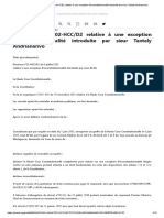 Décision n°02-HCC - D2 Relative À Une Exception D'inconstitutionnalité Introduite Par Sieur Tantely Andrianarivo