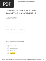 Question Bank BBA SEMESTER-VI MARKETING MANAGEMENT - I