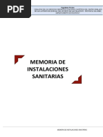 Memoria de Instalaciones Sanitarias